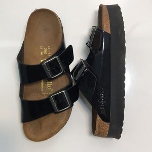 Birkenstock platform Black patent leather